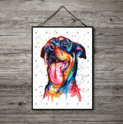 Rottweiler A4 Print, Rottweiler Custom Print, Personalised Art